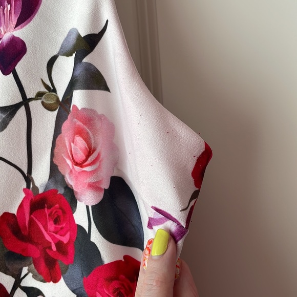 Premier Amour White, Pink & Red Floral Sleeveless Dress Size 14 - Picture 8 of 11